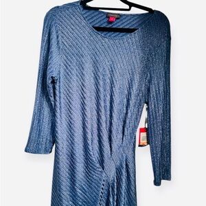 Vince Camuto Metallic Blue Asymmetrical Tunic Top NWT Size Small